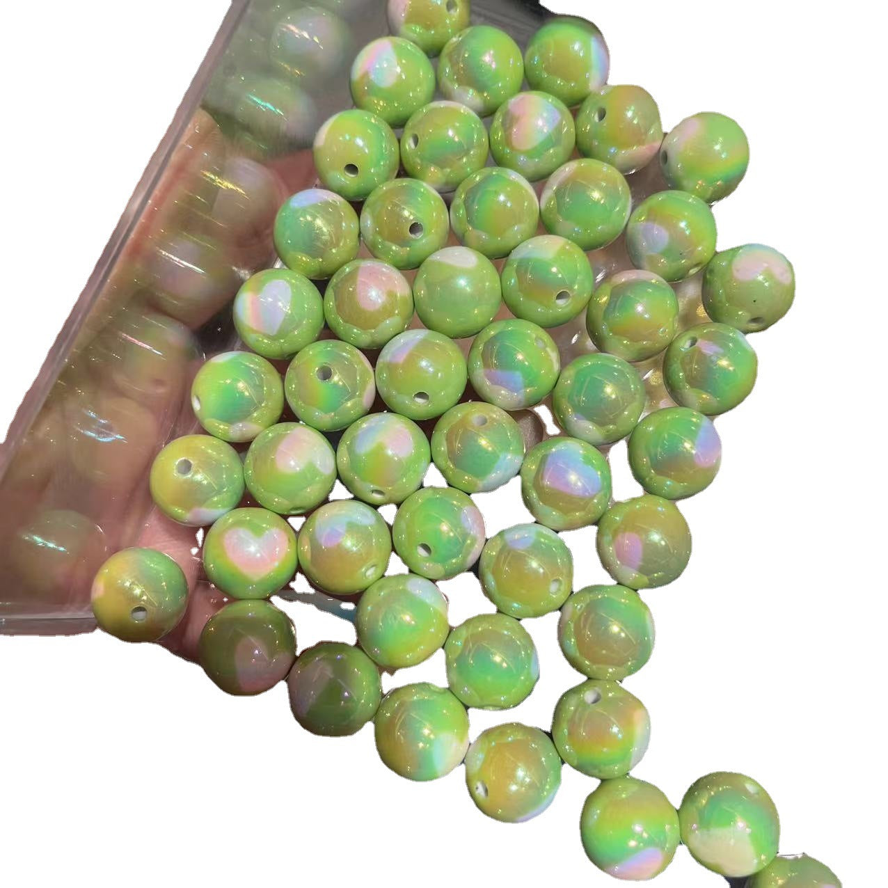 Al por mayor 10 piezas/paquete de 16 mm de 16 mm, impresión UV de color Love Heart Holte Rectivo Beads